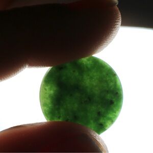 Jewelry making genuine Canadian green jade no hole disk